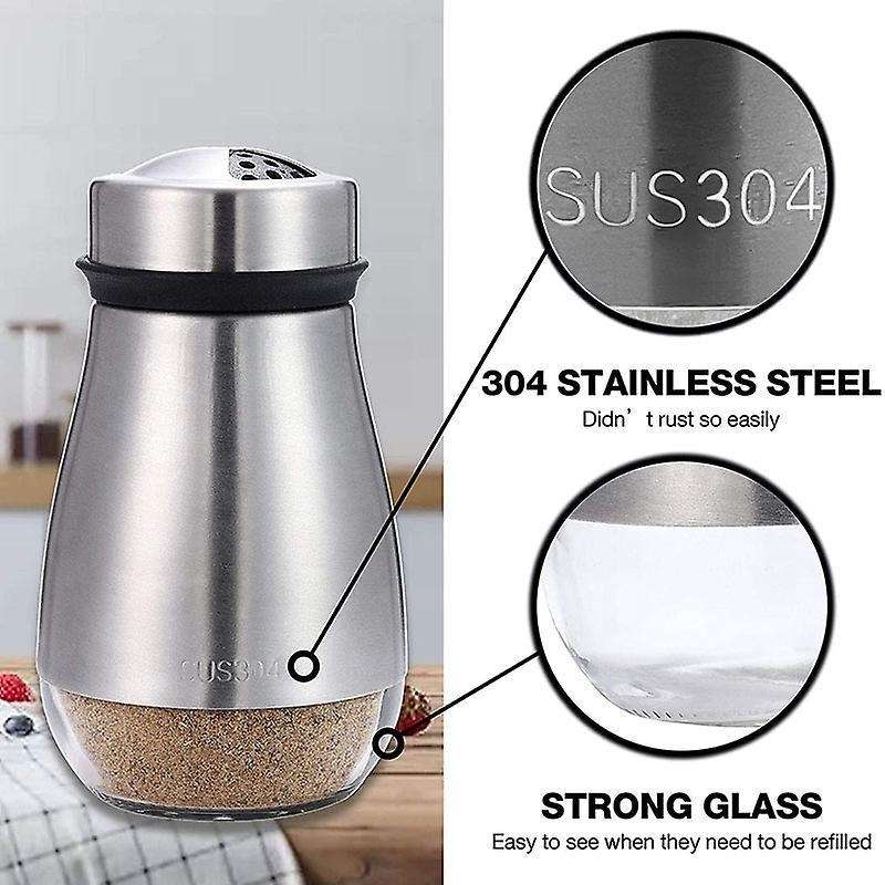 2pcs Salt and Pepper Shakers - Salt Shaker with Adjustable Pour Holes