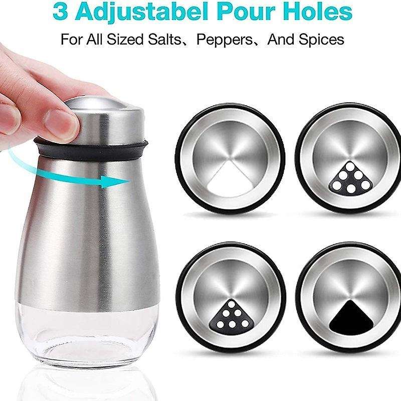 2pcs Salt and Pepper Shakers - Salt Shaker with Adjustable Pour Holes