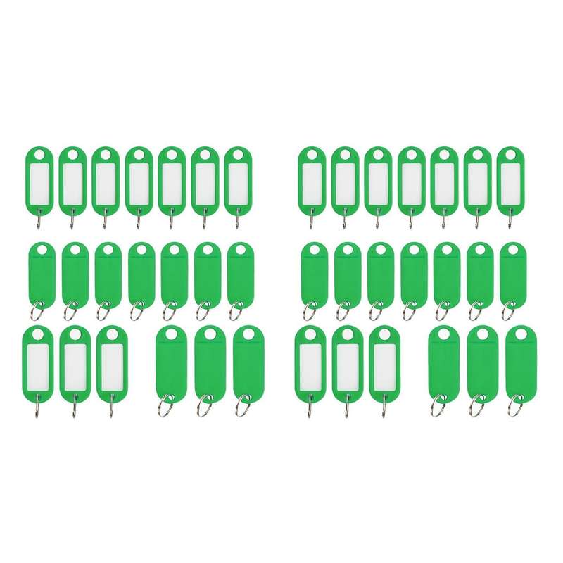 20pcs Key Id Tags Name Card Labels Keyring Keychain Green