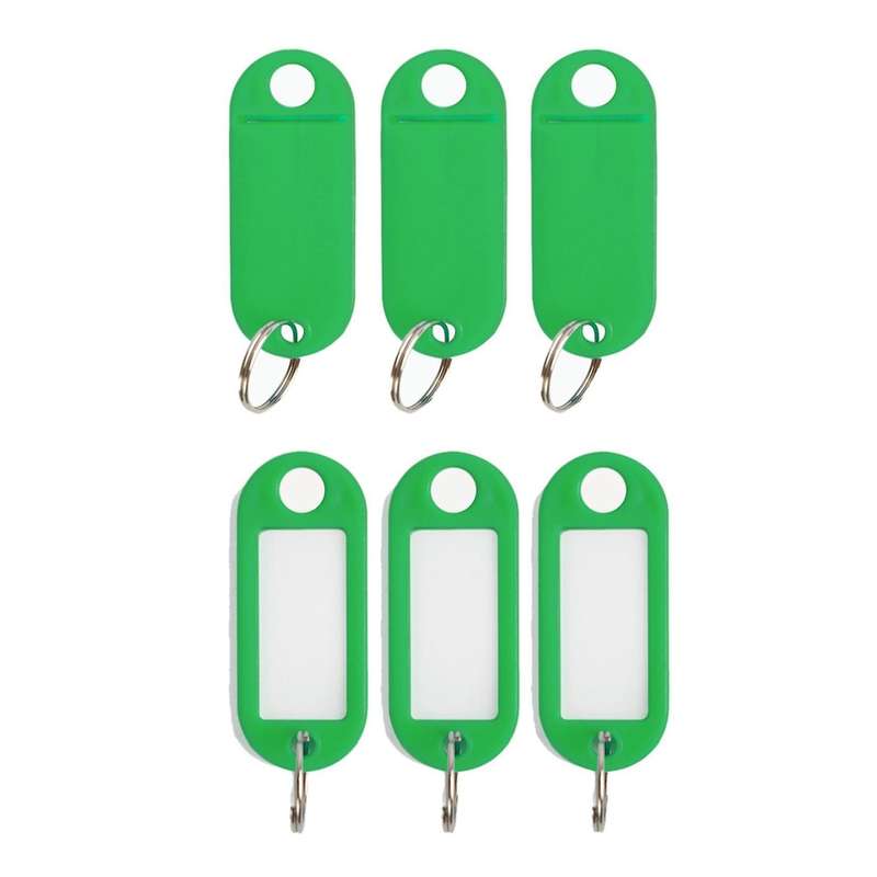 20pcs Key Id Tags Name Card Labels Keyring Keychain Green
