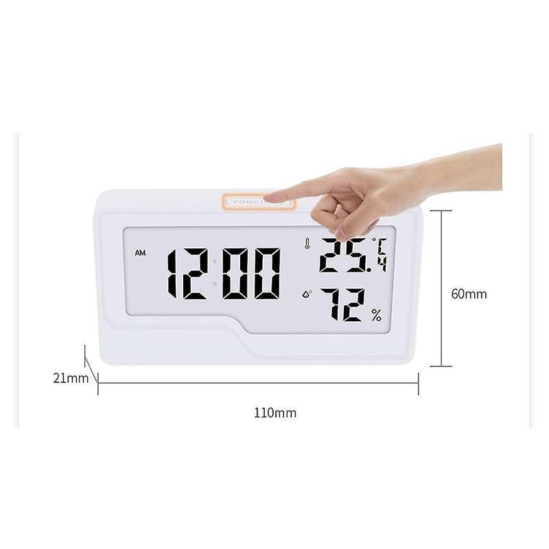 Hygrometer Digital Temperature Time Clock Humidity Meter Backlight