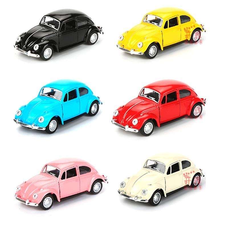 Vintage Beetle Diecast Pull Back Car Model Toy White