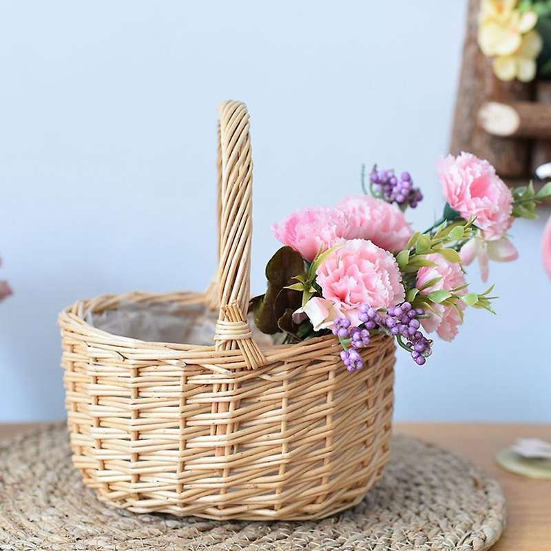 Wicker Basket with Handles and Lining,for Picnic,fruits and Vegetable