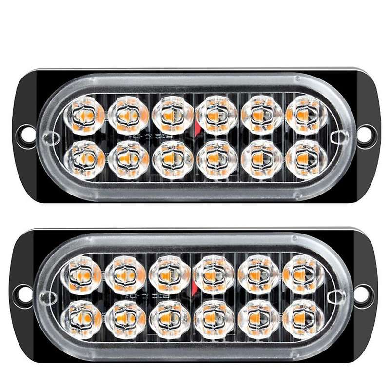 2pcs Led Strobe Warning Light Strobe Grille Flashing Amber Yellow