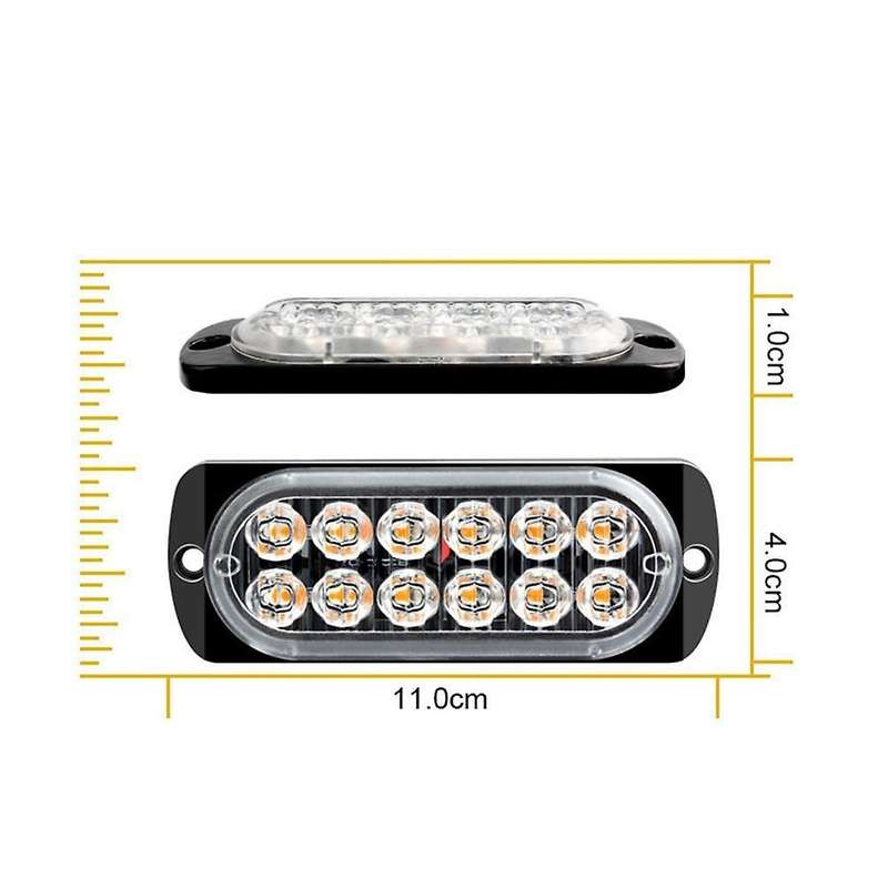 2pcs Led Strobe Warning Light Strobe Grille Flashing Amber Yellow