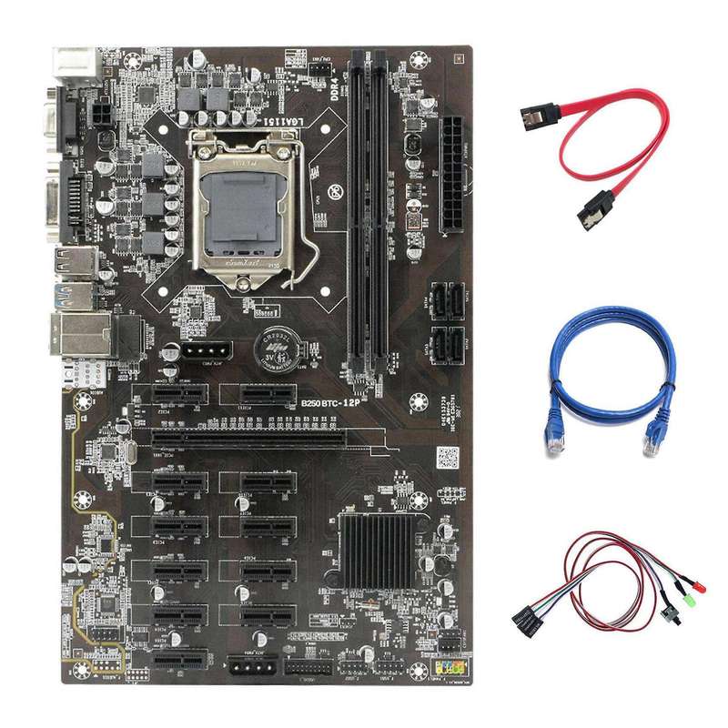 B250 Btc Mining Motherboard with Light+rj45 Cable for Btc Miner
