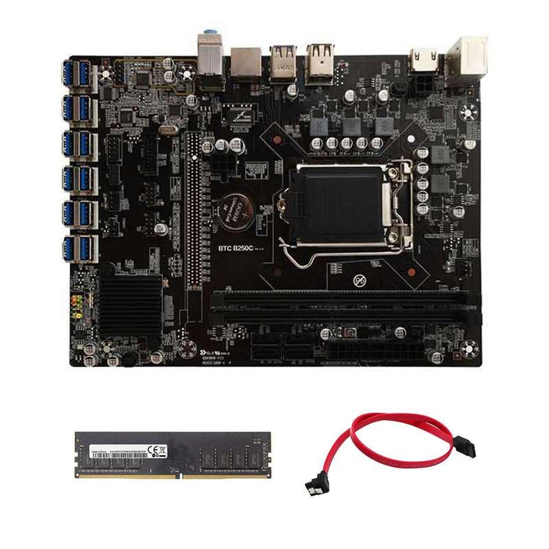 B250c Btc Mining Motherboard+sata Cable+ddr4 8g 2133mhz Ram