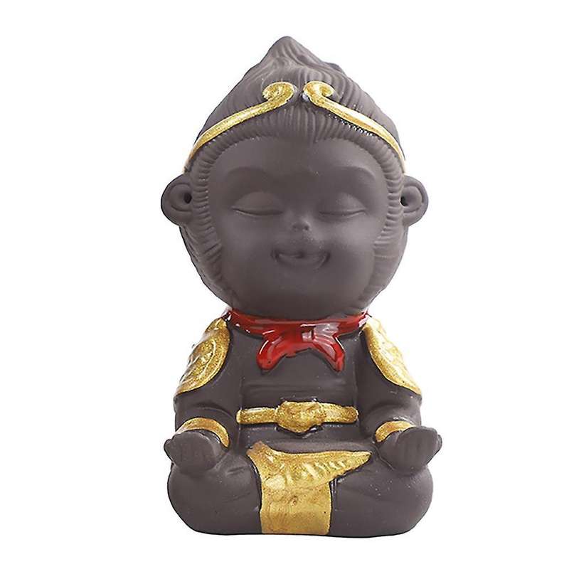Ceramics Monkey King Figurine Sun Wukong Statue Mini Decorates B