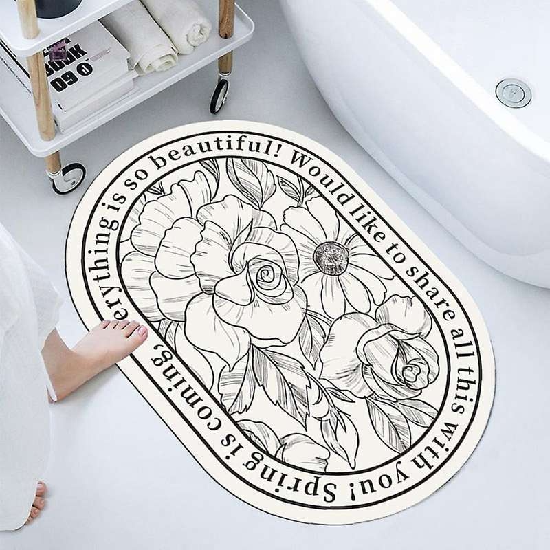 Bath Shower Mat Doormat Absorbent Flower Carpets Entrance(a,40x60cm)