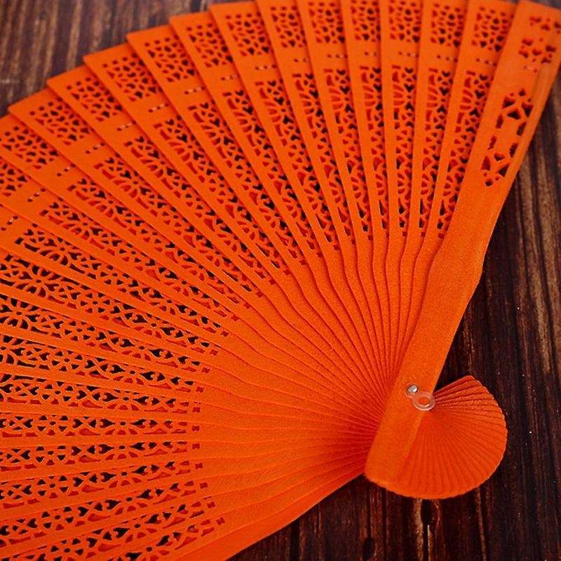8 Inch Folding Original Wooden Hand Flower Bamboo Pocket Fan-blue