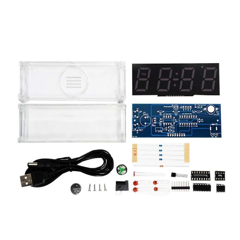 Diy Clock Kit 4 Digital Tube Led Time Week (blue)