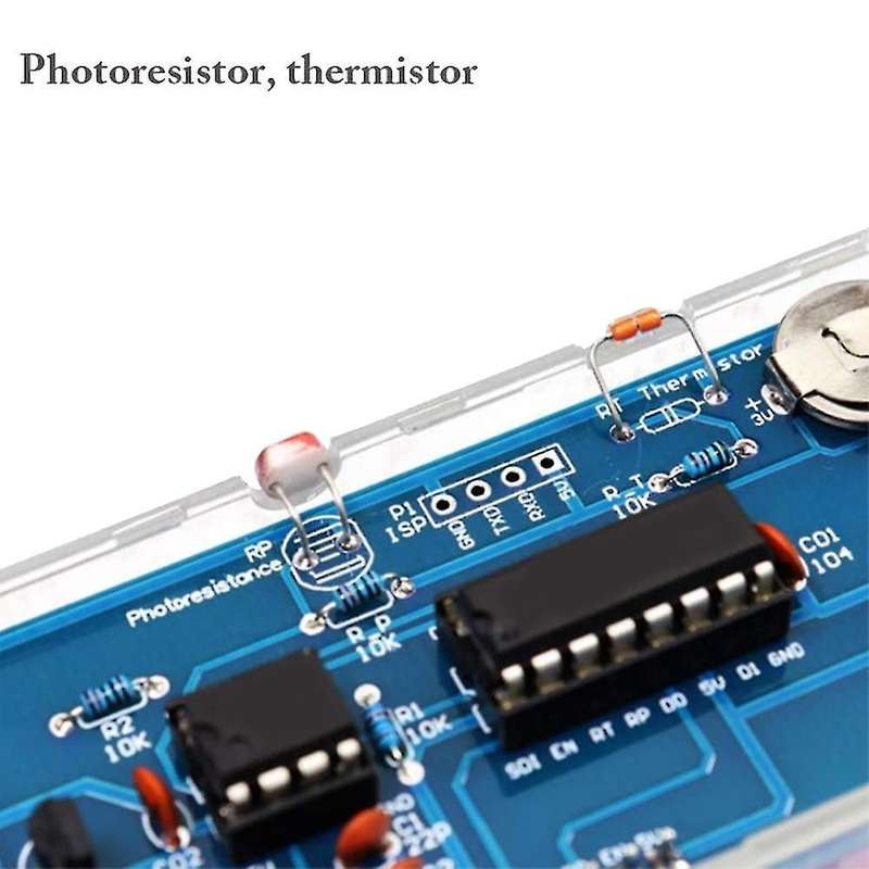 Diy Clock Kit 4 Digital Tube Led Time Week (blue)