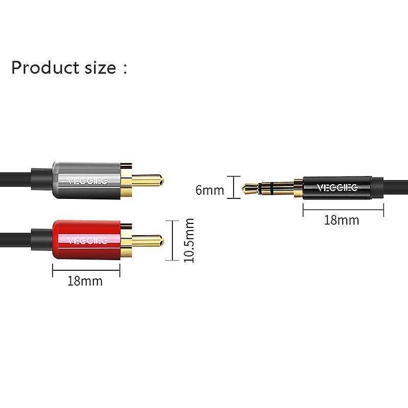 Veggieg Rca Cable 2rca to 3.5 Audio Cable 3.5mm Jack Aux Cable (2m)