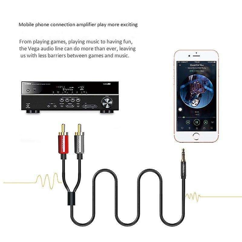 Veggieg Rca Cable 2rca to 3.5 Audio Cable 3.5mm Jack Aux Cable (2m)