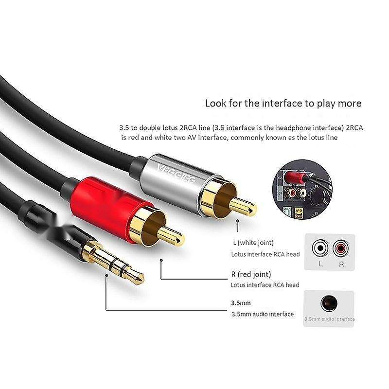 Veggieg Rca Cable 2rca to 3.5 Audio Cable 3.5mm Jack Aux Cable (2m)