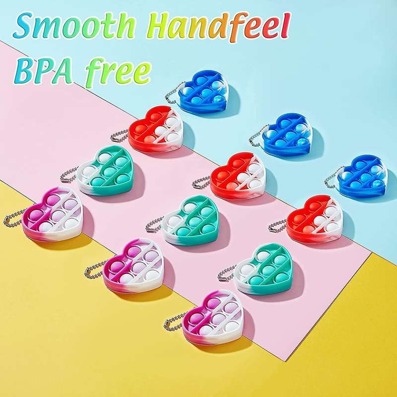 8 Pcs Mini Fidget Sensory Toy Silicone Keychain Toy Decompression