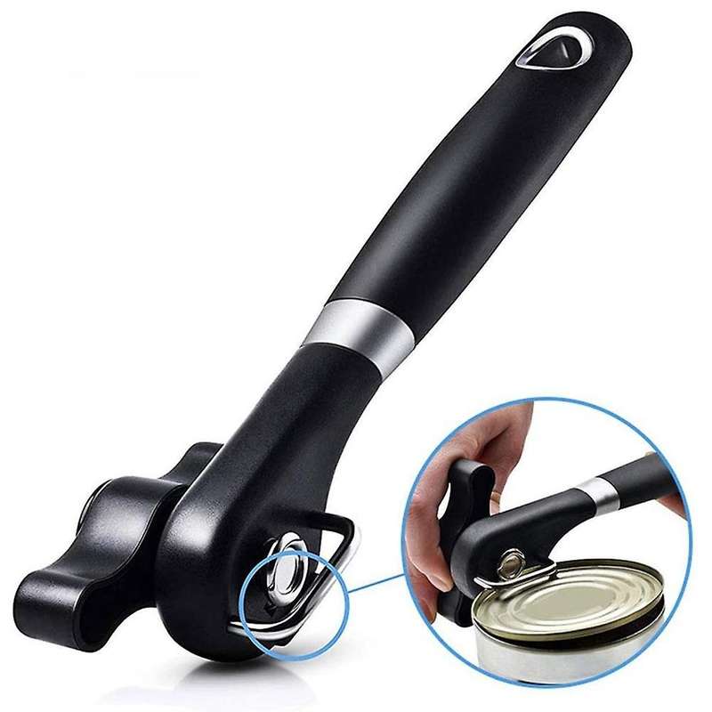 Can Opener Handheld, No Sharp Edges with Soft Grips, Stainless Steel