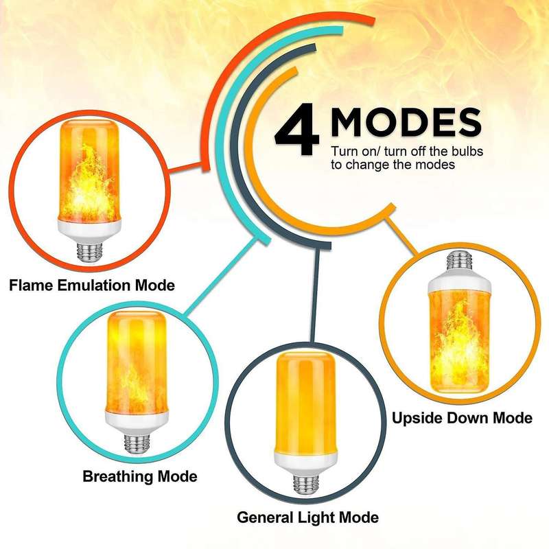 Led Flame Effect Light Bulb E27,decorative Fire Lights Bulb,white-e