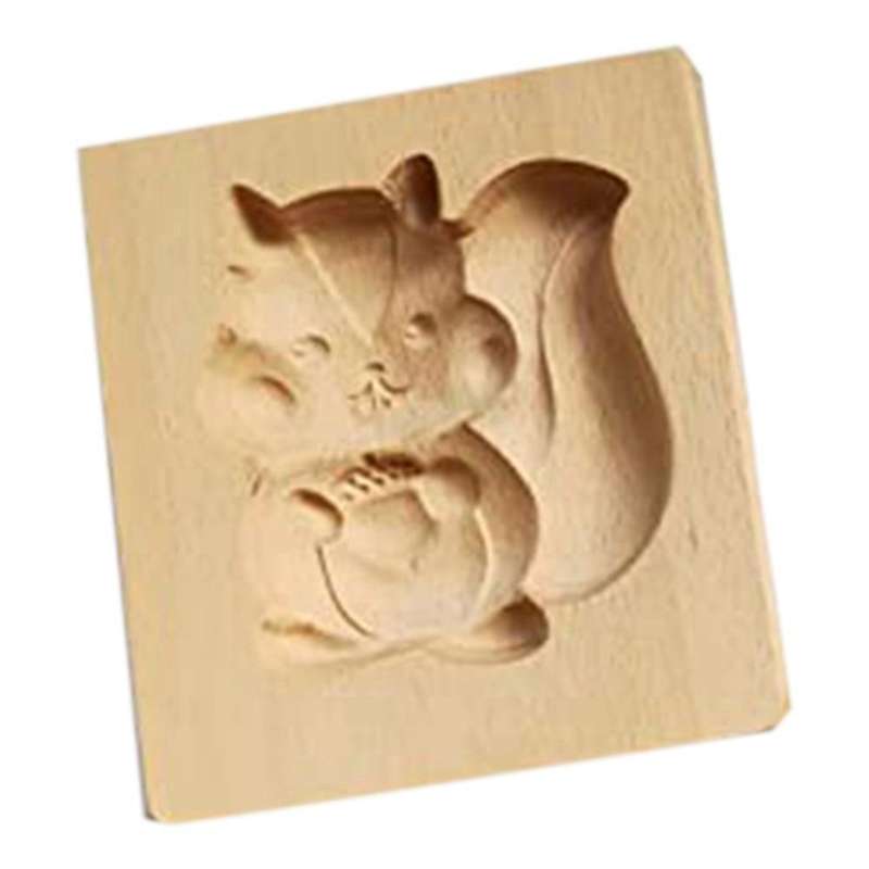 Wooden Cookie Mold Shortbread Mold Diy Cookie Mold 3d(squirrel)