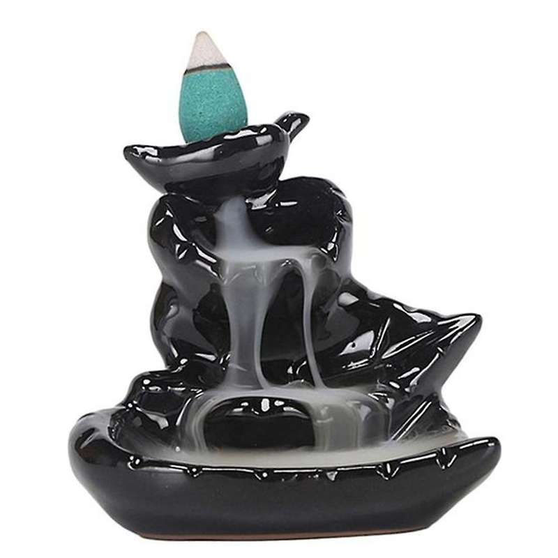 Waterfall Incense Burner Ceramic Incense Holder Handmade-leaves