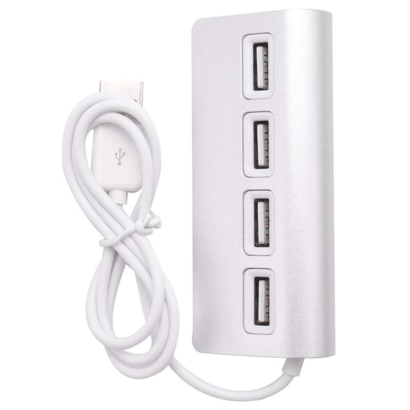 4 Port Aluminum Usb Hub with 11 Inch Shielded Cable for Laptops
