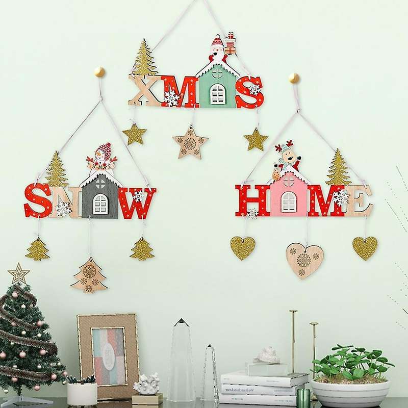 Christmas Wooden Hanging Ornaments Pendant Christmas Decorations, A
