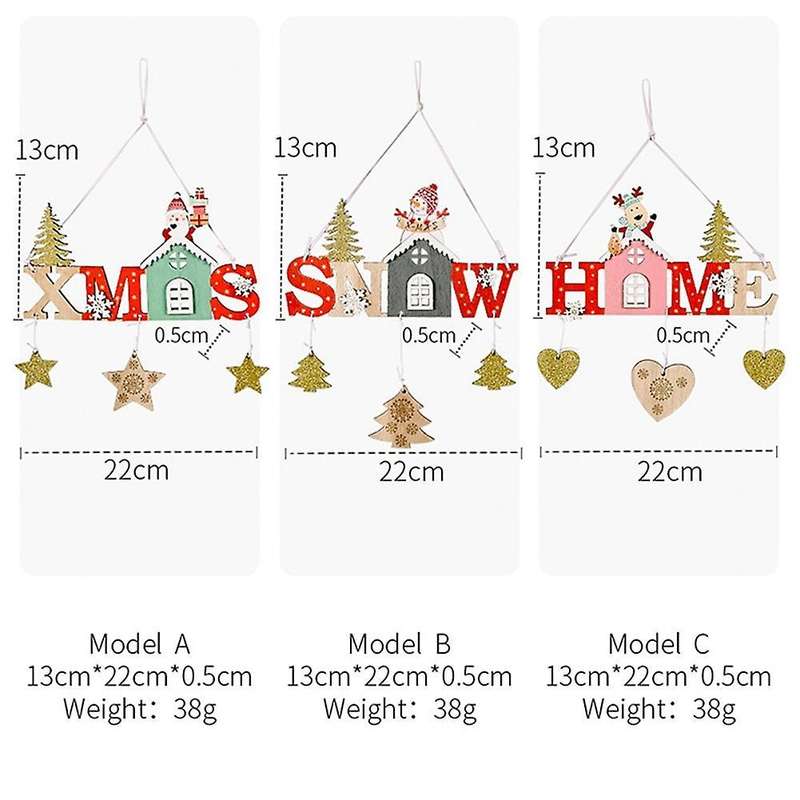 Christmas Wooden Hanging Ornaments Pendant Christmas Decorations, A