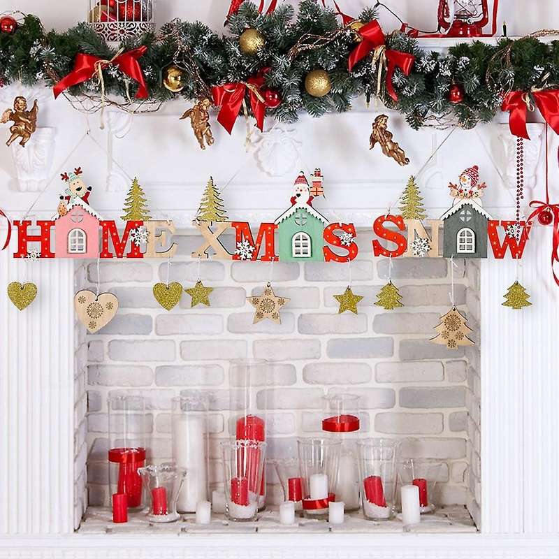 Christmas Wooden Hanging Ornaments Pendant Christmas Decorations, A