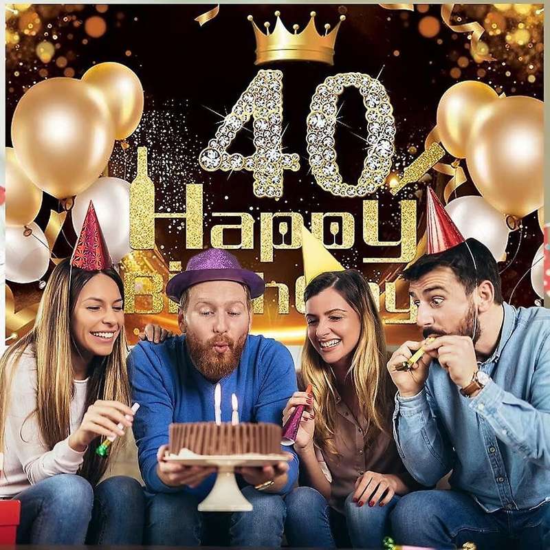Black Gold Banner 40th Birthday Decoration Girl Birthday Background