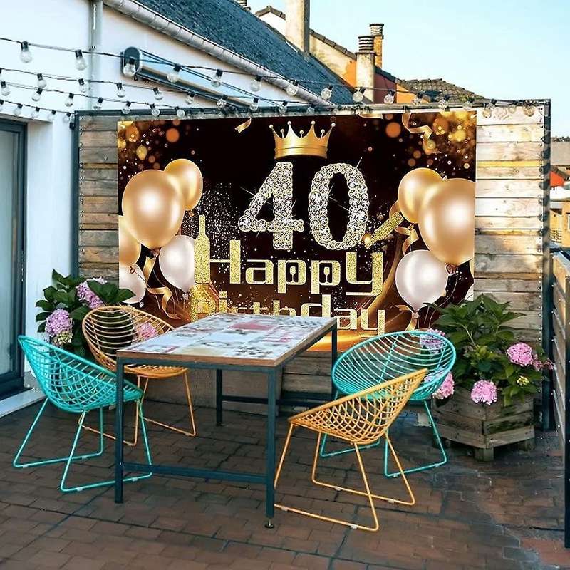 Black Gold Banner 40th Birthday Decoration Girl Birthday Background