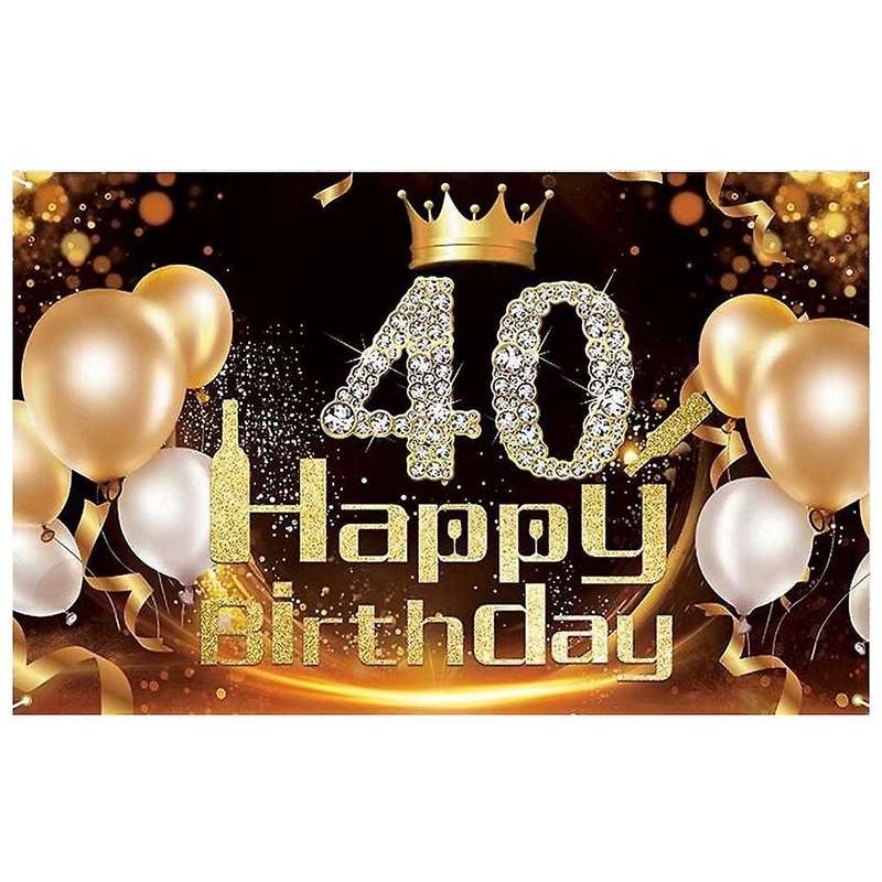 Black Gold Banner 40th Birthday Decoration Girl Birthday Background