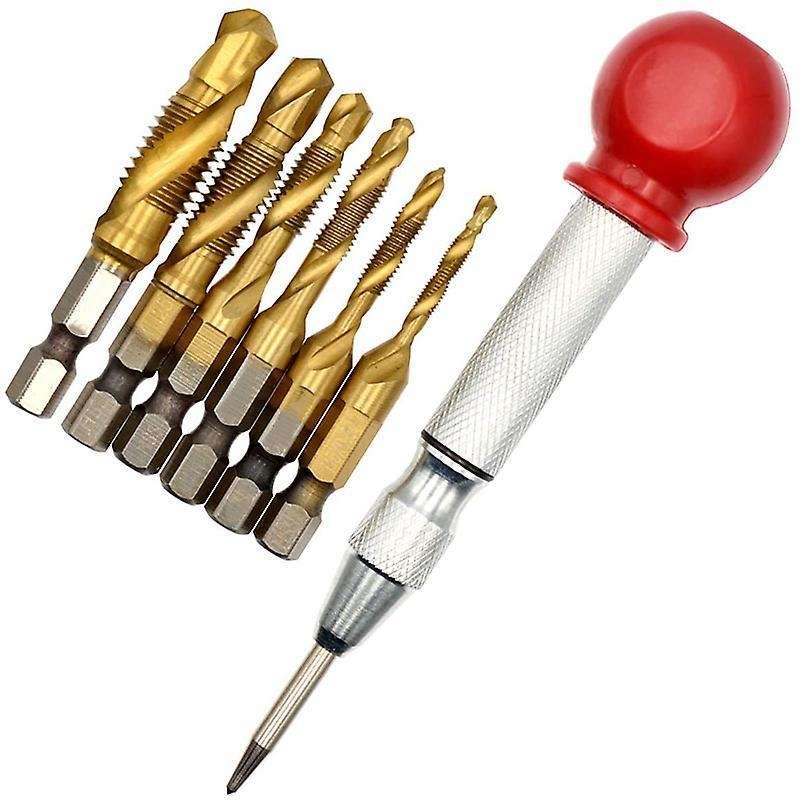 7 Pcs 1/4 Inch Metric Thread Tap with Automatic Center Punch