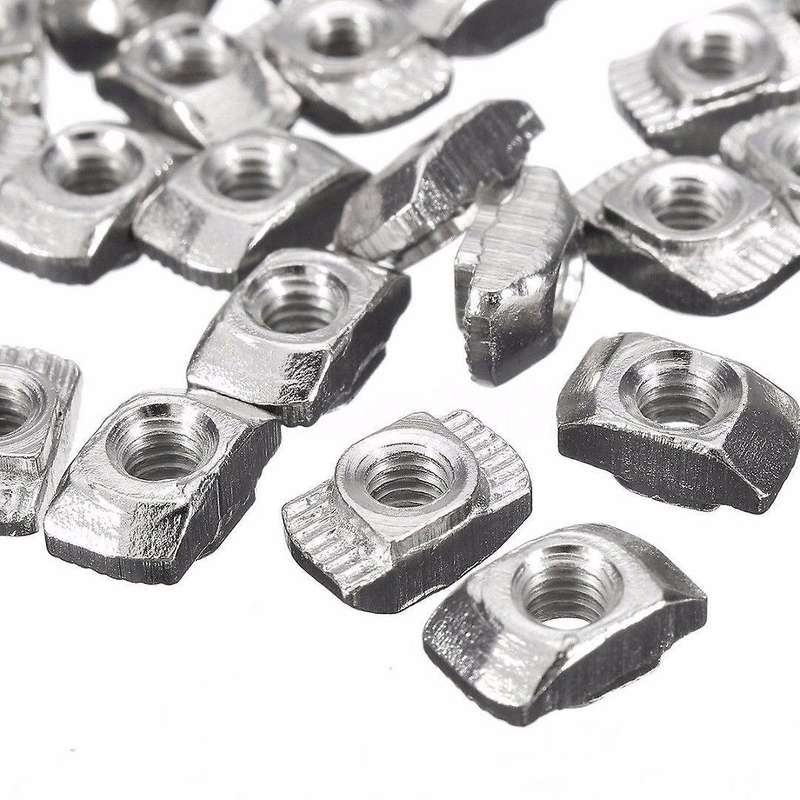 50pcs M4-20 T-nut Thread T Slot Hammer Head Drop In Nut 50pcs Silver