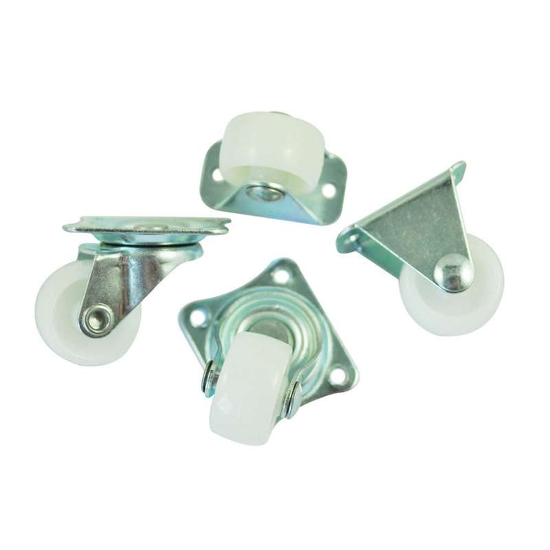 4pcs 1 Inch Plastic Wheel Rectangle Top Plate Fixed Swivel Caster Set