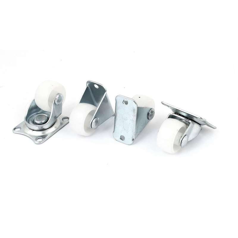 4pcs 1 Inch Plastic Wheel Rectangle Top Plate Fixed Swivel Caster Set