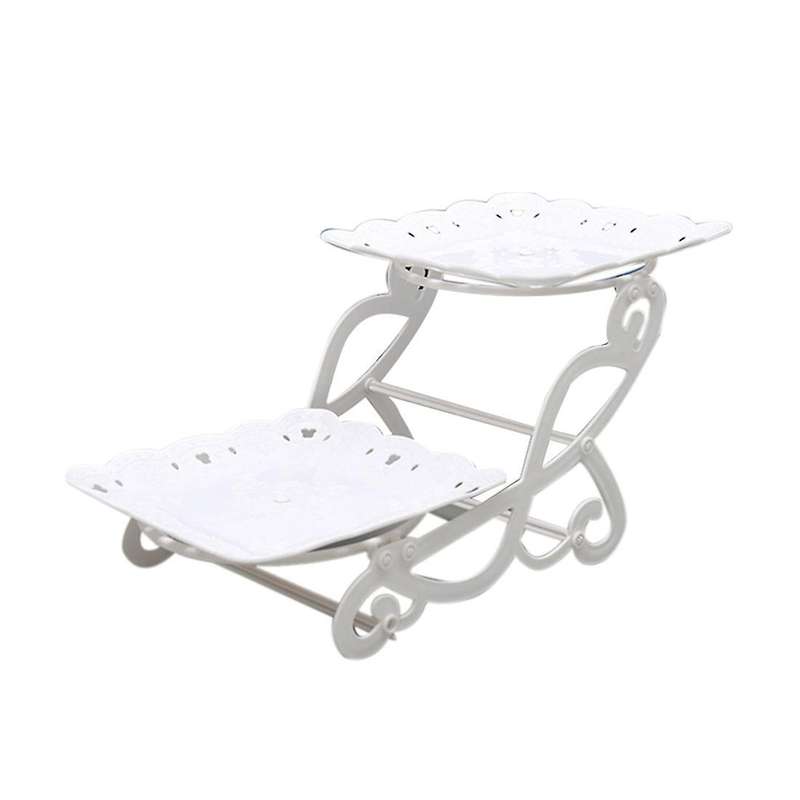 2 Tier Cake Dessert Holder Cupcake Pastry Biscuit Tray B Square