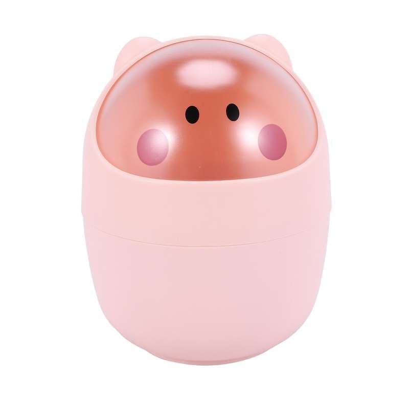 Desktop Garbage Basket Cleaning Barrel Animal Trash Can Pink