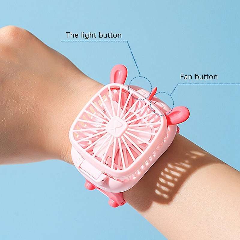 Deformed Animal Watch Fan Mini Cartoon Wrist Charging Usb Fan Blue