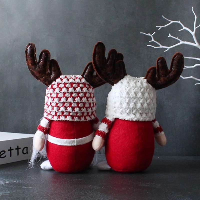 Christmas Faceless Doll Ornaments Antlers Old Man Doll White A
