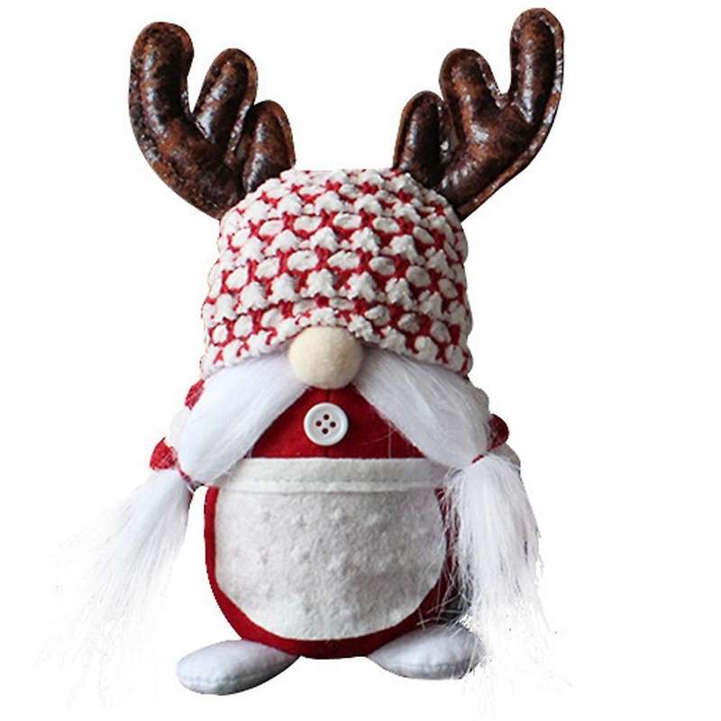 Christmas Faceless Doll Ornaments Antlers Old Man Doll White A