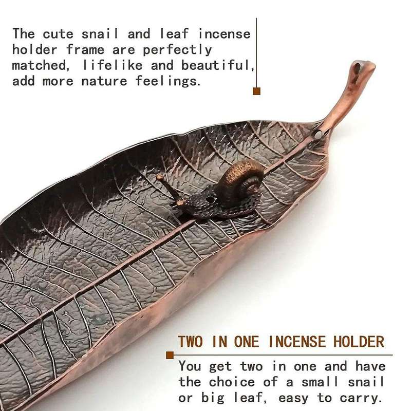 Incense Holder Set - Leaf and Snail for Sticks Ash Catcher