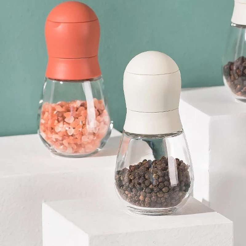 Glass Salt and Pepper Grinders Kitchen Gadgets Spice Bottles-red