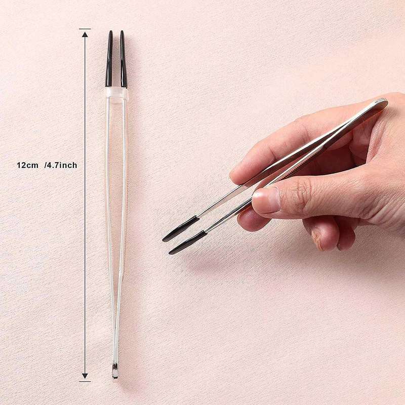 3pcs Stainless Steel Tweezers Flat Tips Coated Tweezers -black