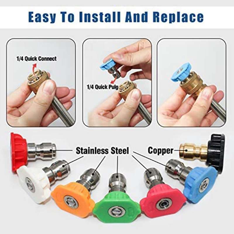 Pressure Washer Spray Nozzle Tips 1/4 Inch Quick Connection 4000 Psi