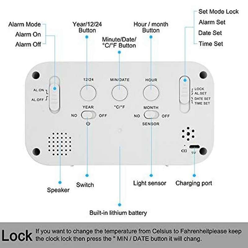 Digital Alarm Clock with Smart Light Sensor and Temperature Indicator