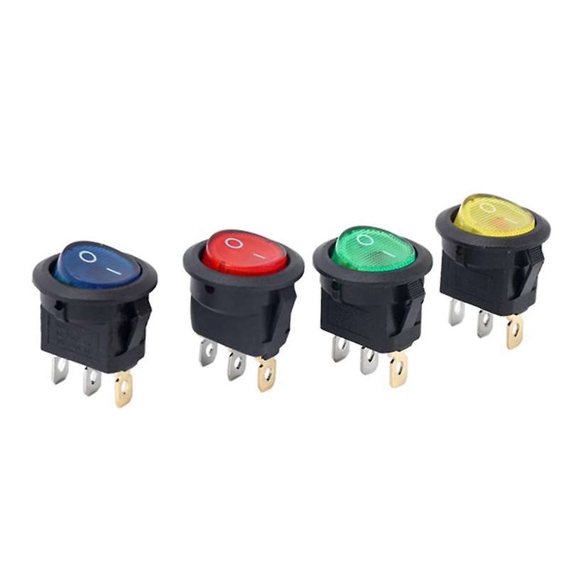 20 Pcs Four Colors 12v 3pins Led Rocker Toggle Spst Switch Dot Light