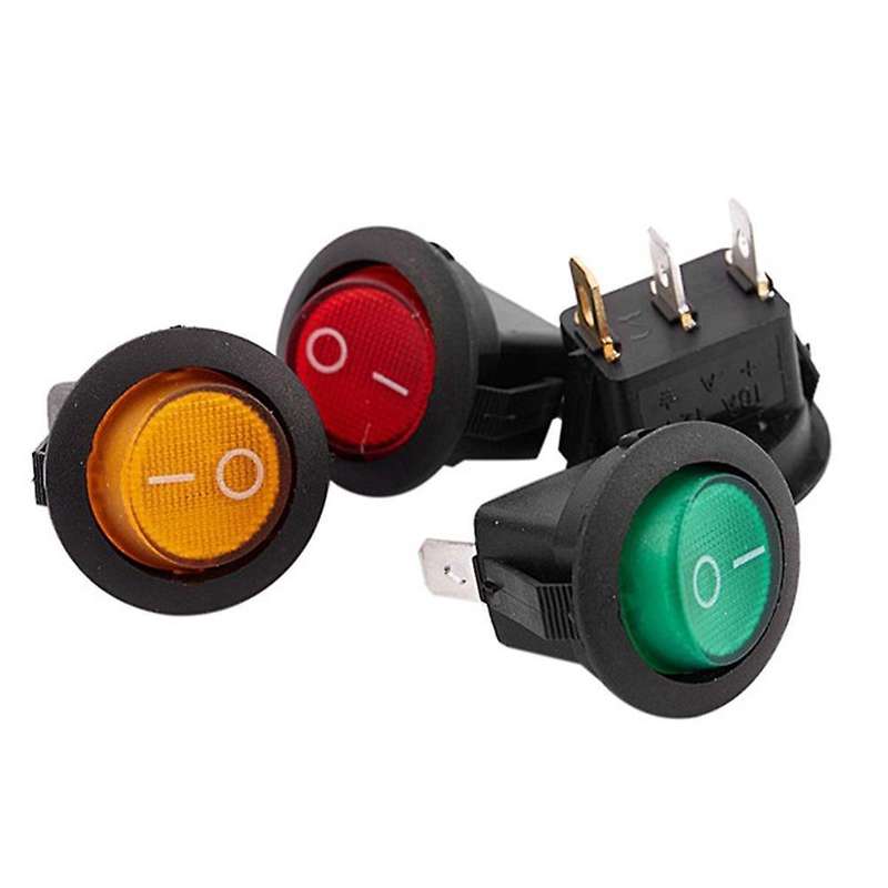 20 Pcs Four Colors 12v 3pins Led Rocker Toggle Spst Switch Dot Light