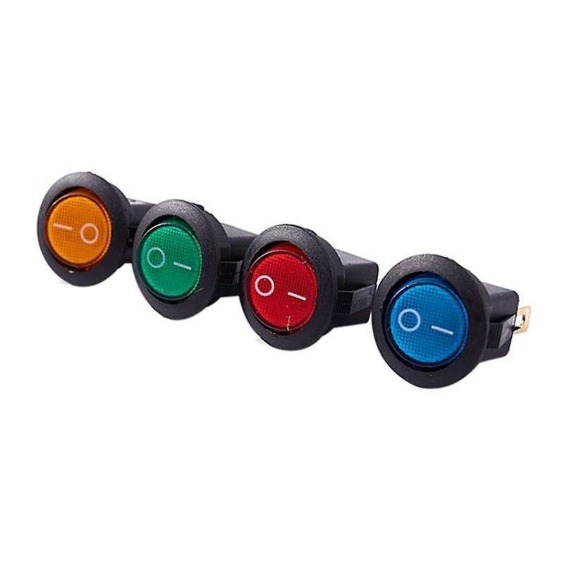 20 Pcs Four Colors 12v 3pins Led Rocker Toggle Spst Switch Dot Light