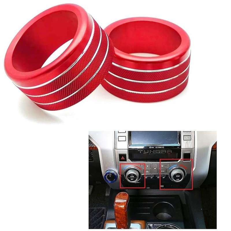 2pcs for Toyota Tundra 2014-2021 Air Conditioner Knob Cover, Red