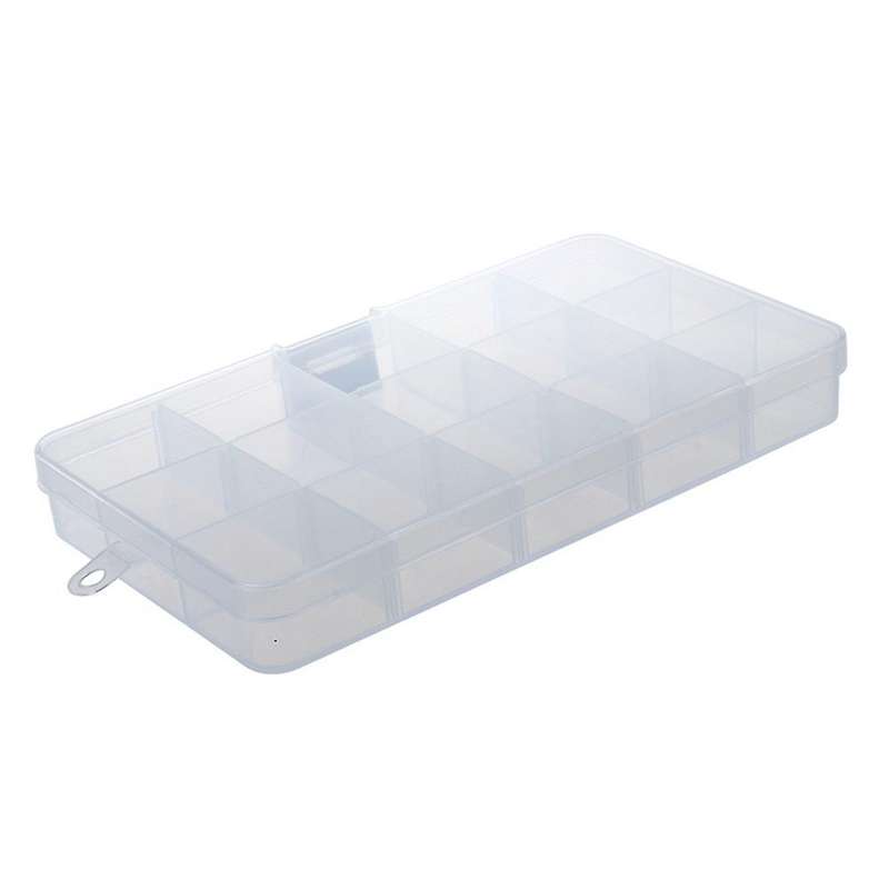 2x 15 Compartments Plastic Storage Plastic Jewelry Box